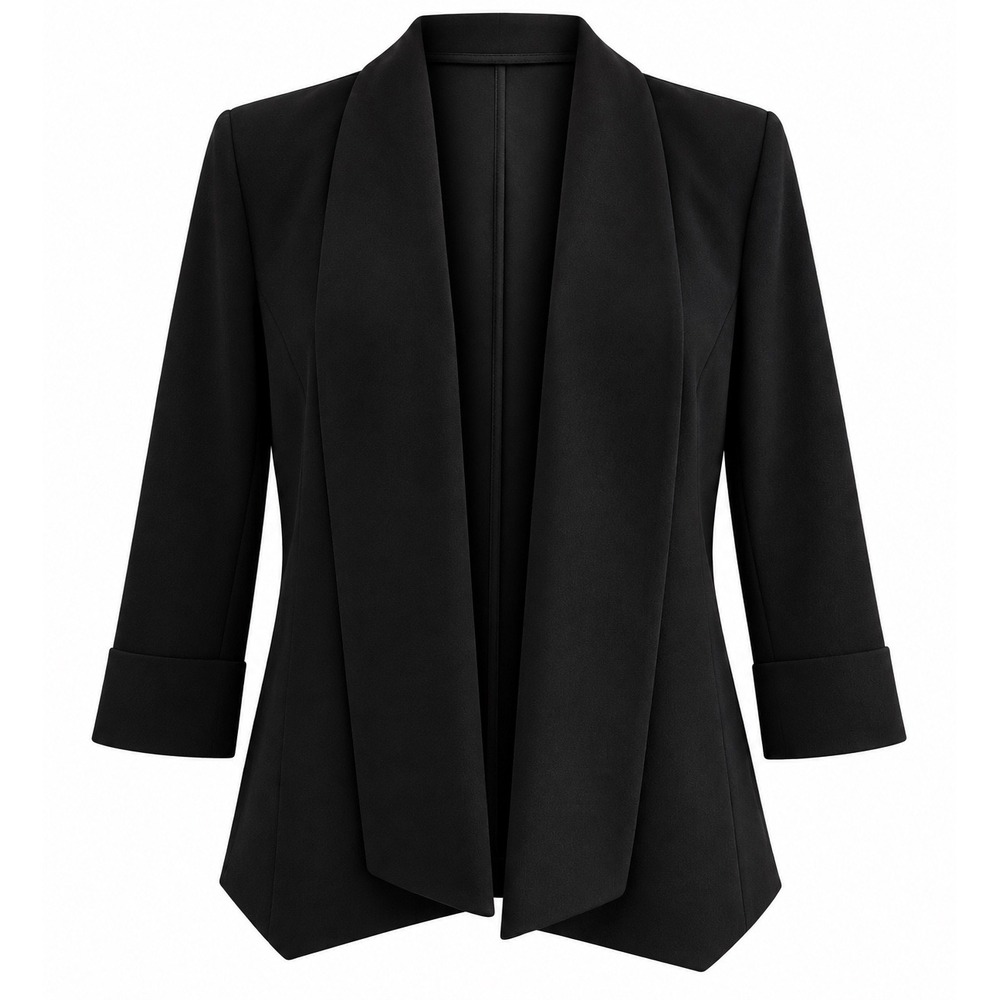 NWT Kasper Black Open Front Blazer Size 16 3/4 Cuff Sleeve Workwear MSRP $99